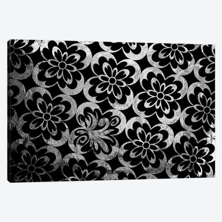 Flourished Floral in Black & Silver Extended Canvas Print #HPP37} by 5by5collective Canvas Print