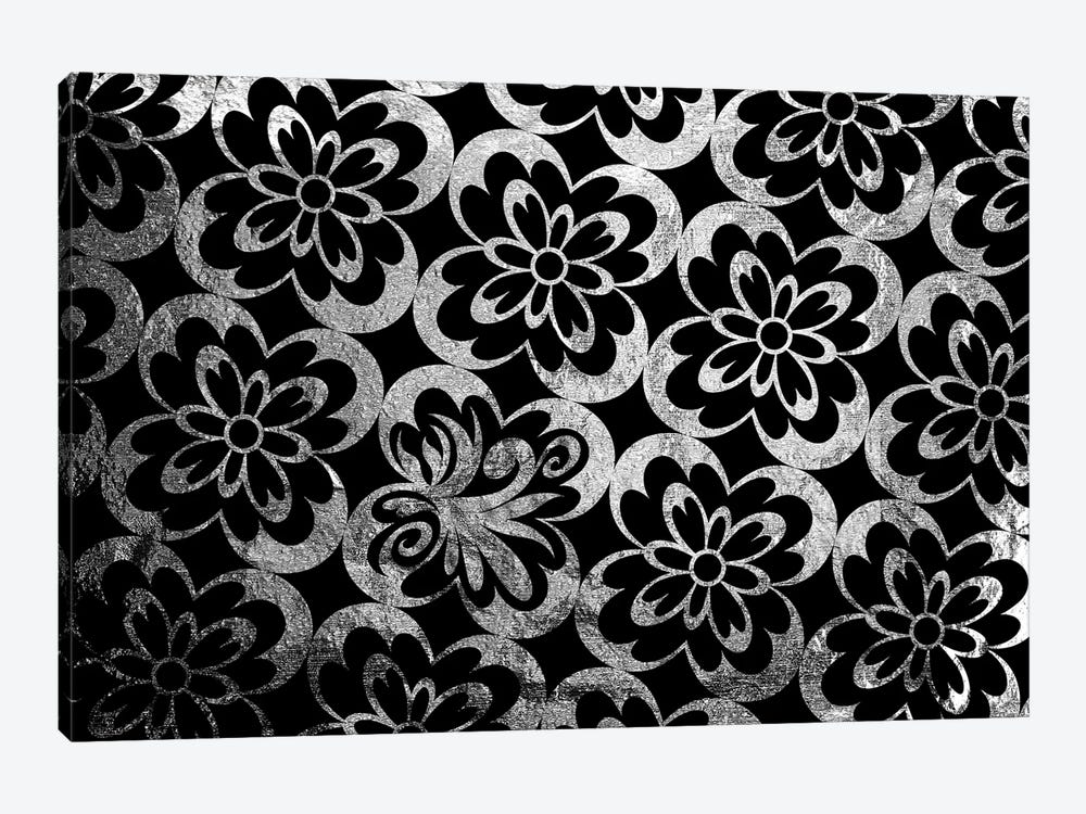 Flourished Floral in Black & Silver Extended by 5by5collective 1-piece Canvas Print