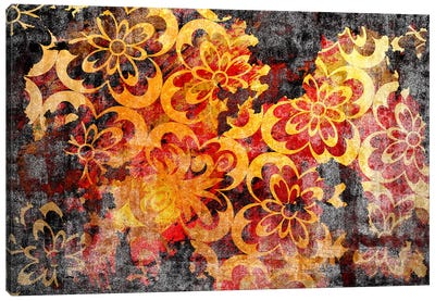 Flourished Floral Torn Extended Canvas Art Print - Damask Patterns