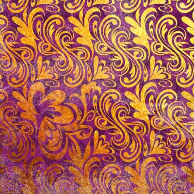 Element of Peace in Gold with Purple Patterns by 5by5collective metal wall art