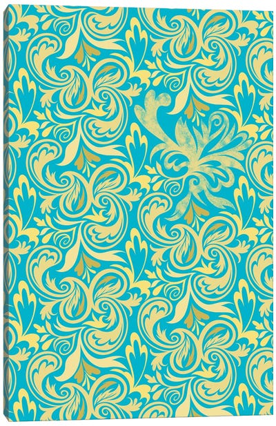 Secret View in Blue & Yellow Extended Canvas Art Print - Hidden Pattern Perfection