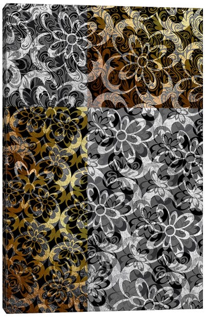 Evolving Movement in Silver Extended Canvas Art Print - Damask Patterns