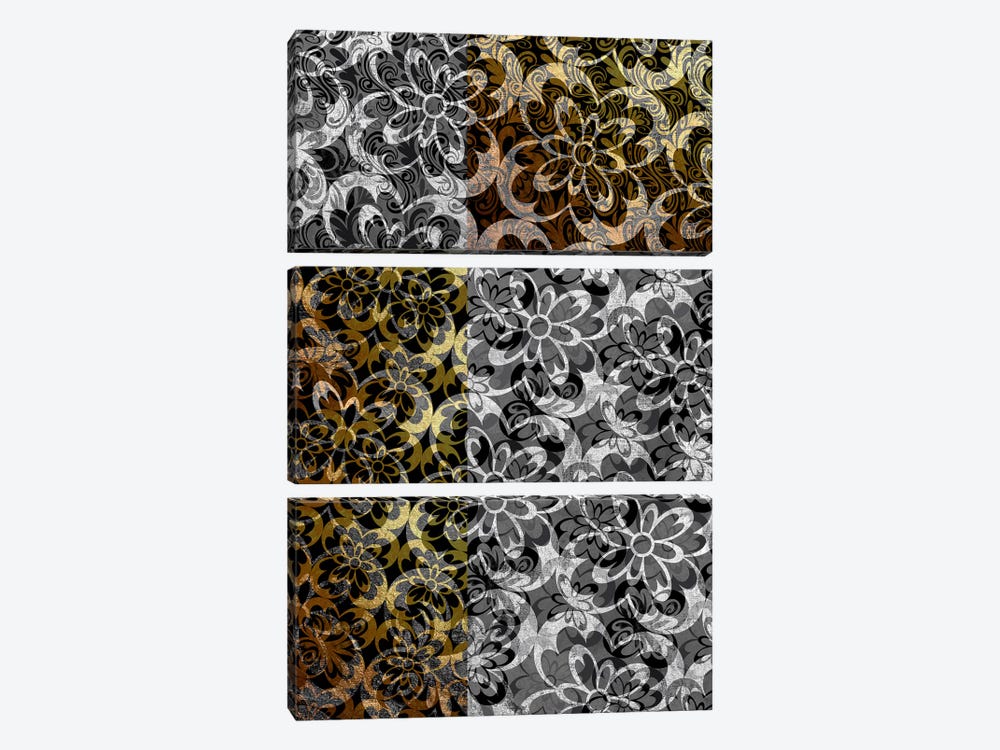 Evolving Movement in Silver Extended by 5by5collective 3-piece Canvas Artwork