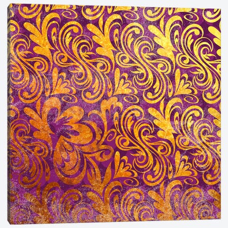 Element of Peace in Gold with Purple Patterns Canvas Print #HPP4} by 5by5collective Canvas Art
