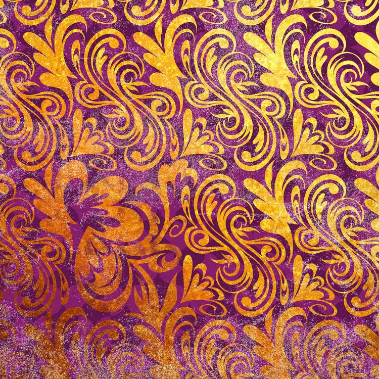 Element of Peace in Gold with Purple Patterns by 5by5collective wall art