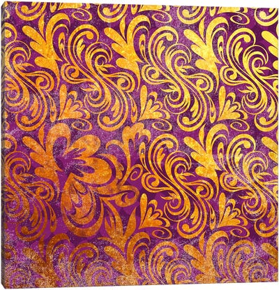 Element of Peace in Gold with Purple Patterns Canvas Art Print - Hidden Pattern Perfection