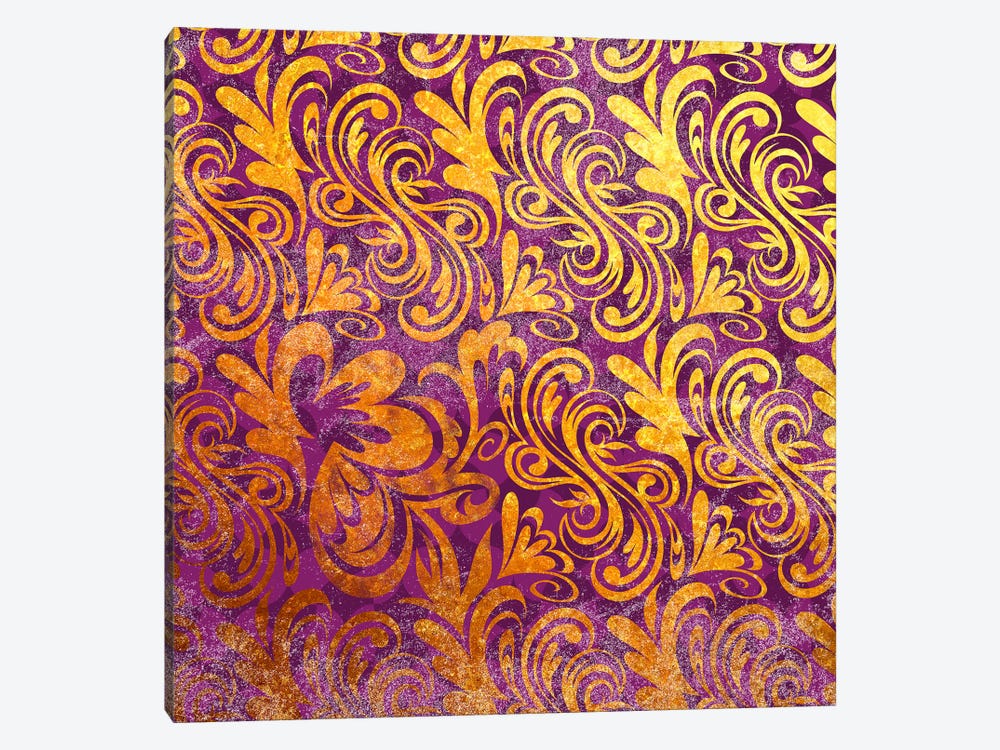 Element of Peace in Gold with Purple Patterns by 5by5collective 1-piece Art Print