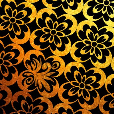 Flourished Floral in Black & Gold by 5by5collective metal wall art