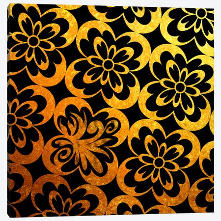 Flourished Floral in Black & Gold Canvas Print #HPP7} by 5by5collective Canvas Art