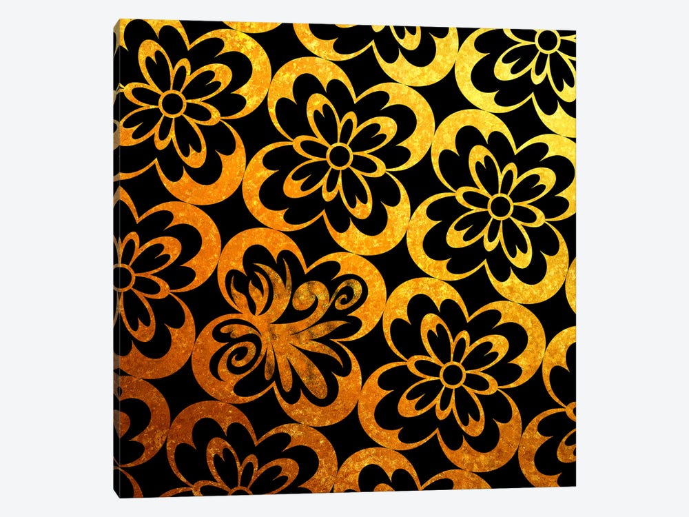 Flourished Floral in Black & Gold by 5by5collective 1-piece Canvas Wall Art