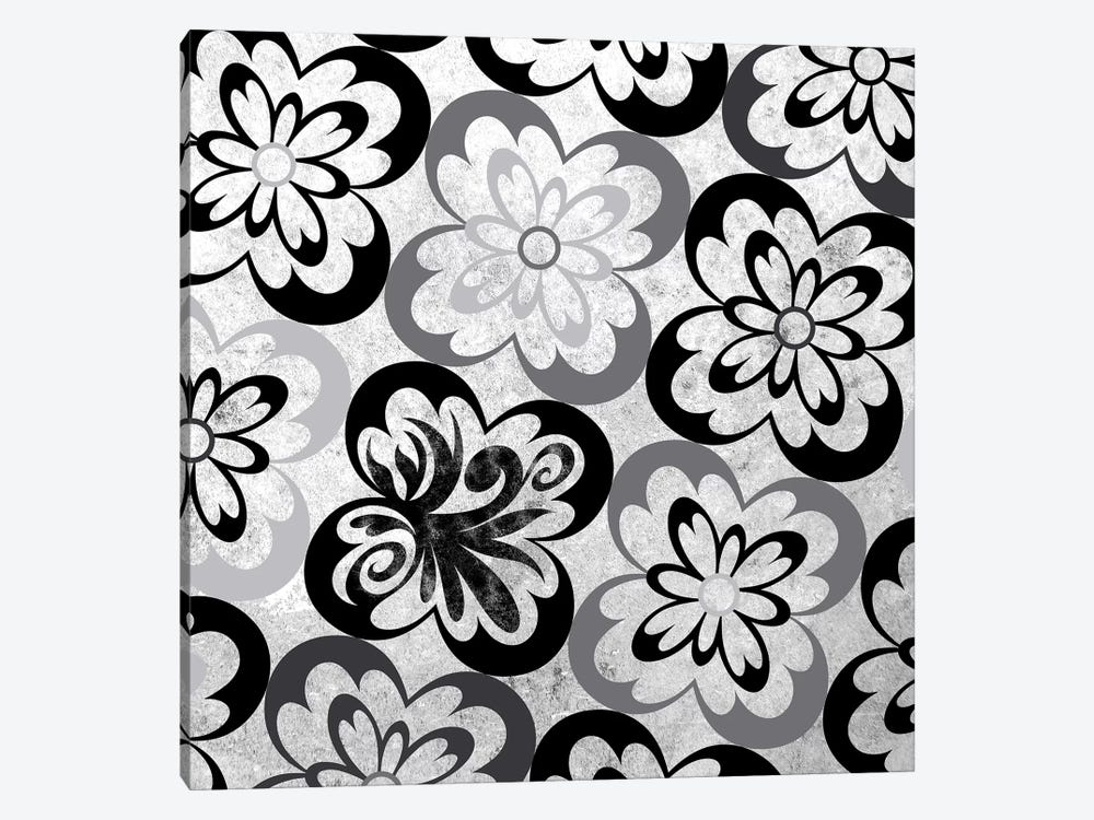 Flourished Floral in Black & White by 5by5collective 1-piece Canvas Art