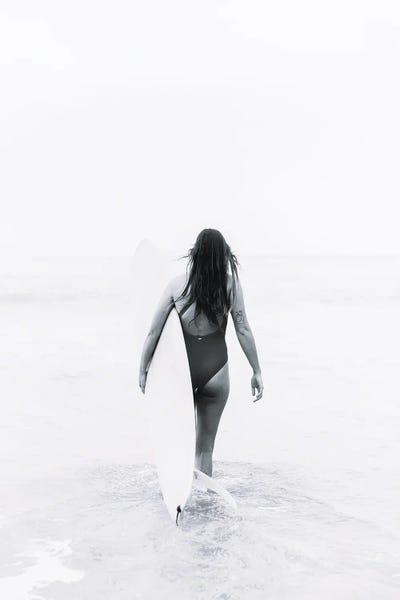 Hannah Prewitt: Black And White Surfer by Hannah Prewitt
