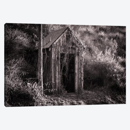 Antique Shed In Black And White Canvas Print #HRB42} by Heather Roberson Canvas Wall Art