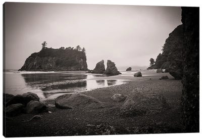 Ruby Beach In Black And White Canvas Art Print - Heather Roberson