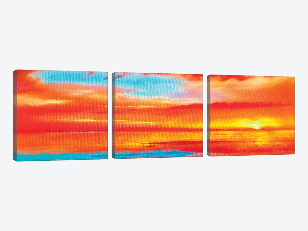 Scarlet Skies by HRH EMERALD 3-piece Canvas Art Print