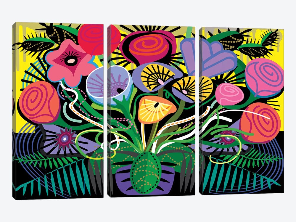 Penacho Flowers 3-piece Canvas Art Print