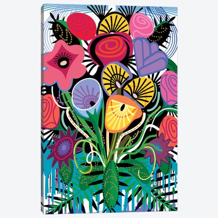 Flamenco Flowers Canvas Print #HRK114} by Charles Harker Canvas Wall Art