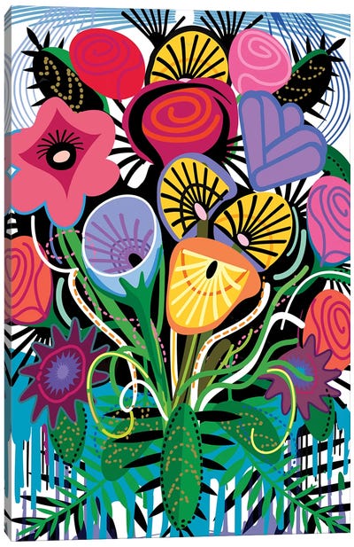 Flamenco Flowers Canvas Art Print - Charles Harker