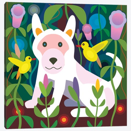 White Dog Garden - Square Canvas Print #HRK122} by Charles Harker Canvas Art