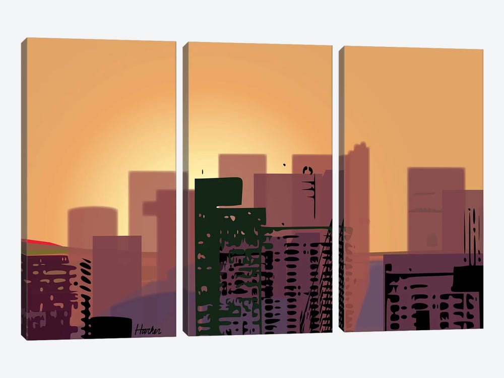 Sunset over San Francisco by Charles Harker 3-piece Canvas Art Print