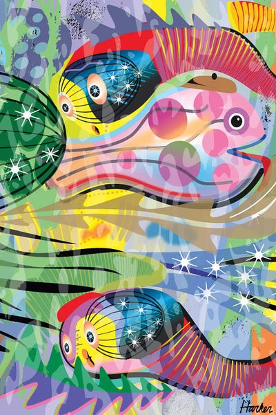 Hippy Fish in Rainbow by Charles Harker canvas print