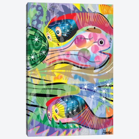 Hippy Fish in Rainbow Canvas Print #HRK139} by Charles Harker Canvas Print