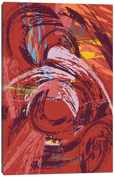 Red Bang II Canvas Art Print - Red Abstract Art