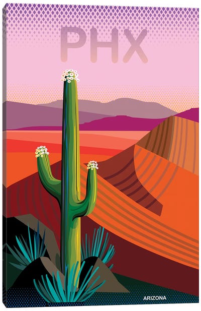 Phoenix Travel Poster II Canvas Art Print - Cactus Art