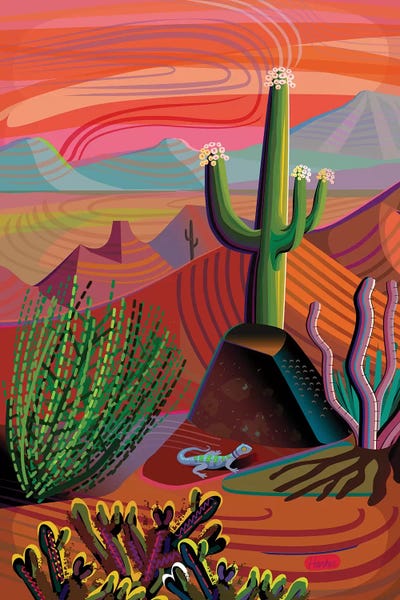 Desert: Gila River Desert Sunset by Charles Harker