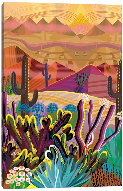 High On A Mountain Top Canvas Art Print - Cactus Art