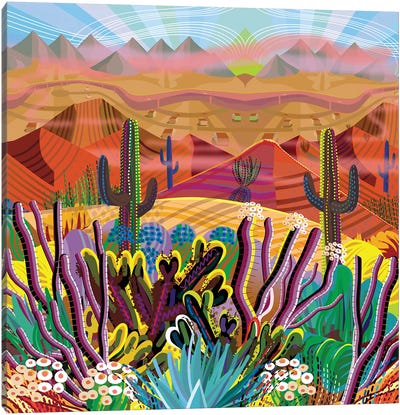 Reaching The Mountain Top Canvas Art Print - Cactus Art