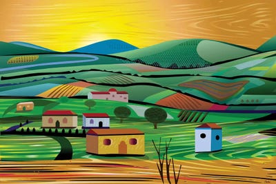 Sunset Fields by Charles Harker multi panel art