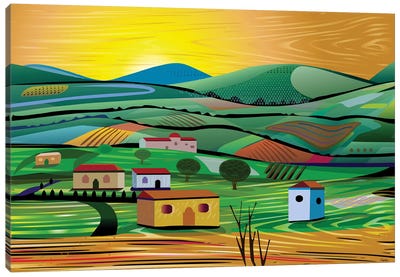 Sunset Fields Canvas Art Print - Charles Harker