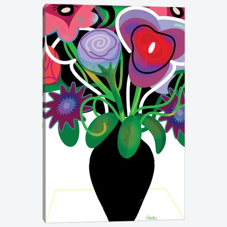 Vase With Flowers Canvas Print #HRK197} by Charles Harker Canvas Artwork