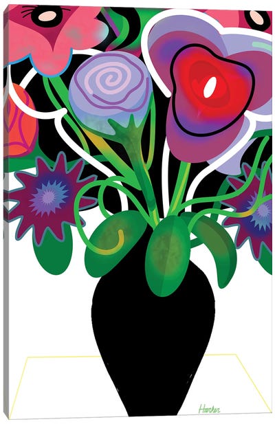 Vase With Flowers Canvas Art Print - Charles Harker