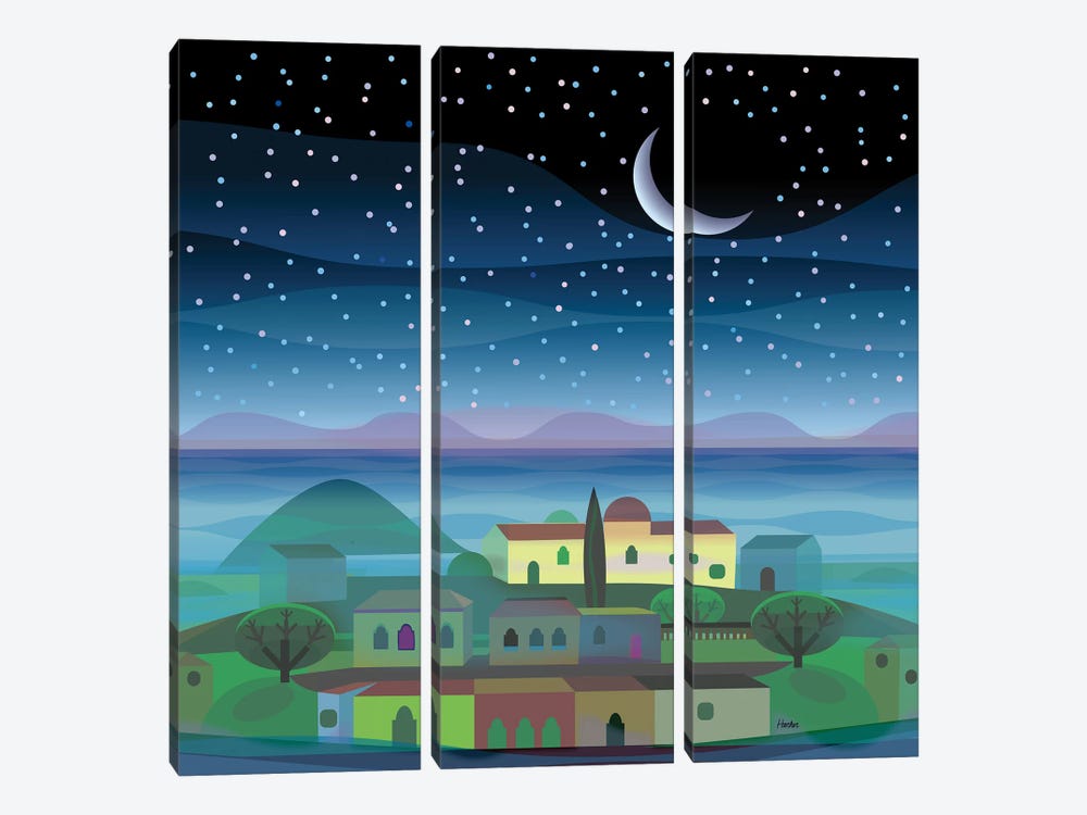 Island Moon by Charles Harker 3-piece Canvas Wall Art