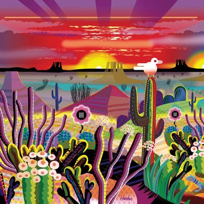 Sunrise Desert Garden by Charles Harker multi panel art