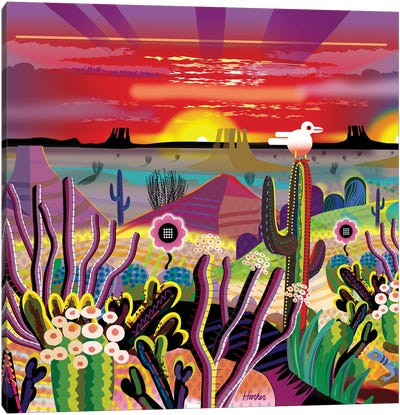 Sunrise Desert Garden Canvas Art Print - Cactus Art
