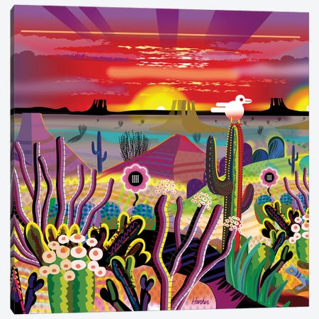 Sunrise Desert Garden Canvas Print #HRK247} by Charles Harker Canvas Wall Art