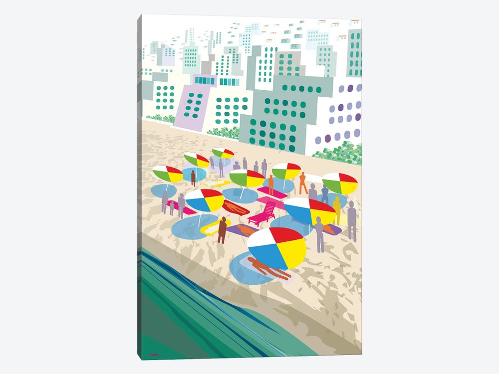 Beach Scene by Charles Harker 1-piece Canvas Print