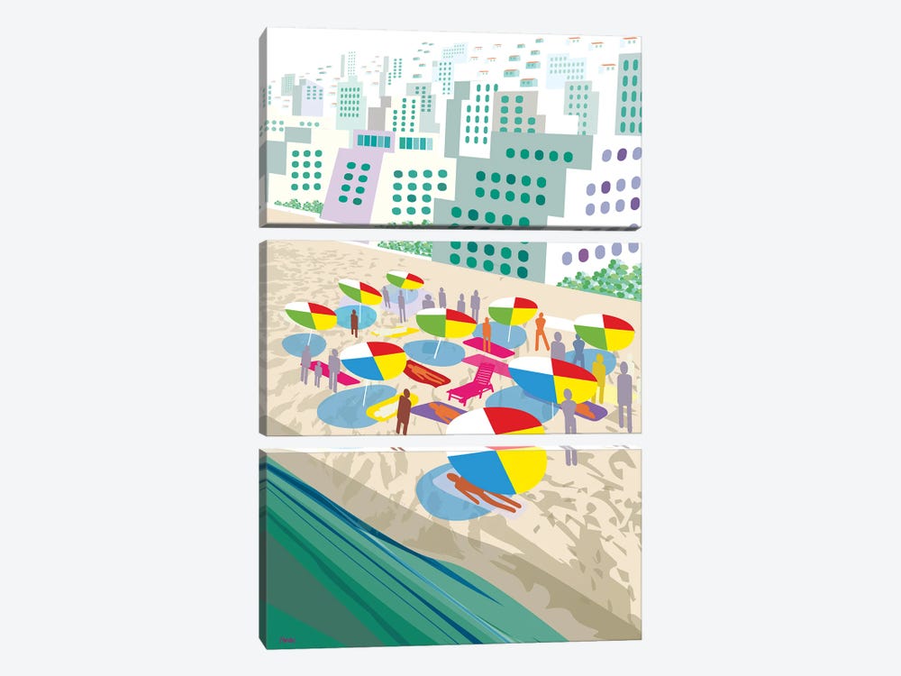 Beach Scene by Charles Harker 3-piece Art Print