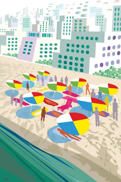 Umbrellas: Beach Scene by Charles Harker