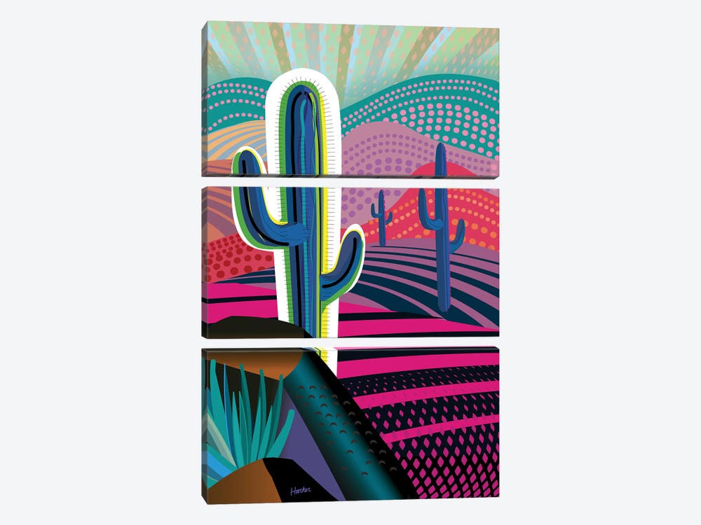 Saguaro Bright by Charles Harker 3-piece Art Print