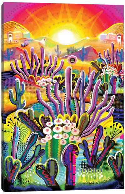 Cool Cactus Canvas Art Print - Charles Harker