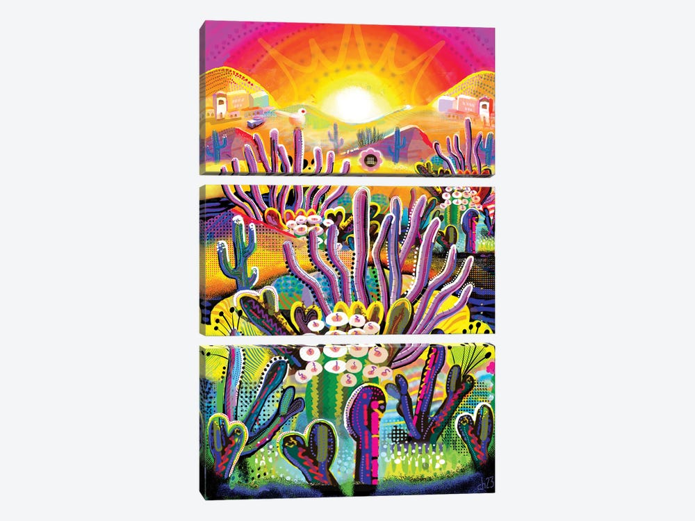 Cool Cactus by Charles Harker 3-piece Canvas Art Print