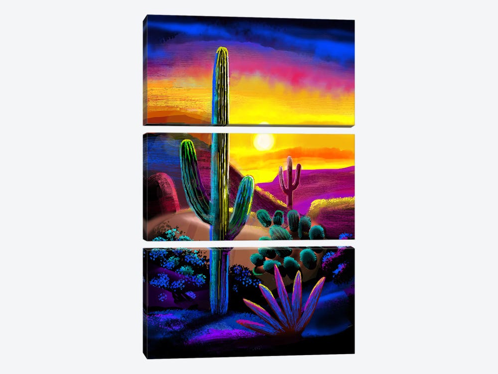Saguaro National Park by Charles Harker 3-piece Canvas Wall Art
