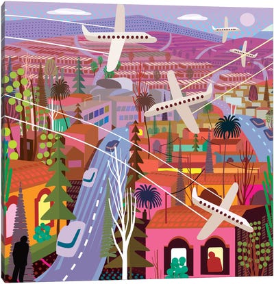 Popocatepetl From Sunset Boulevard Canvas Art Print - Airplane Art