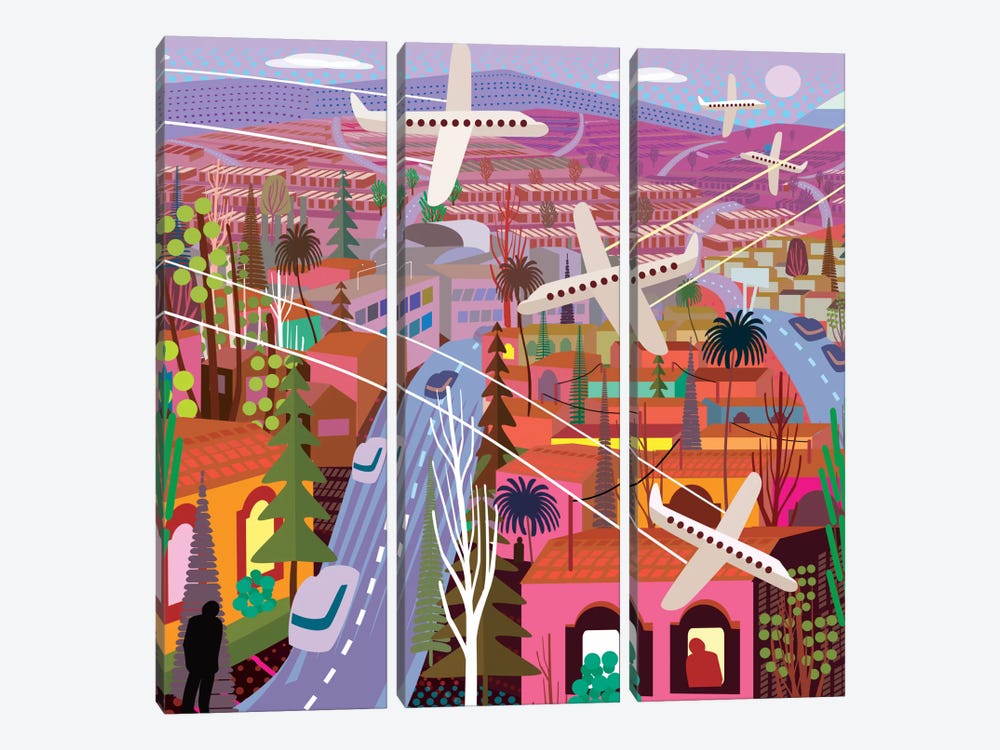 Popocatepetl From Sunset Boulevard 3-piece Canvas Art Print