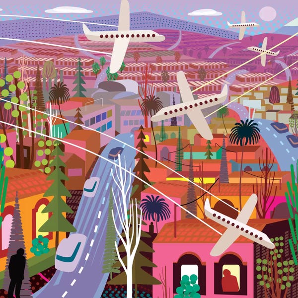 Airplanes: Popocatepetl From Sunset Boulevard by Charles Harker