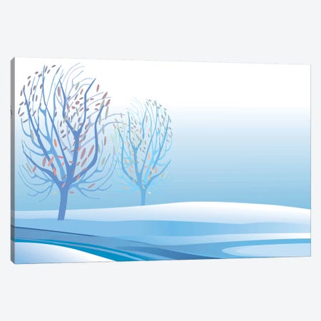 Winter Landscape Canvas Print #HRK52} by Charles Harker Canvas Wall Art